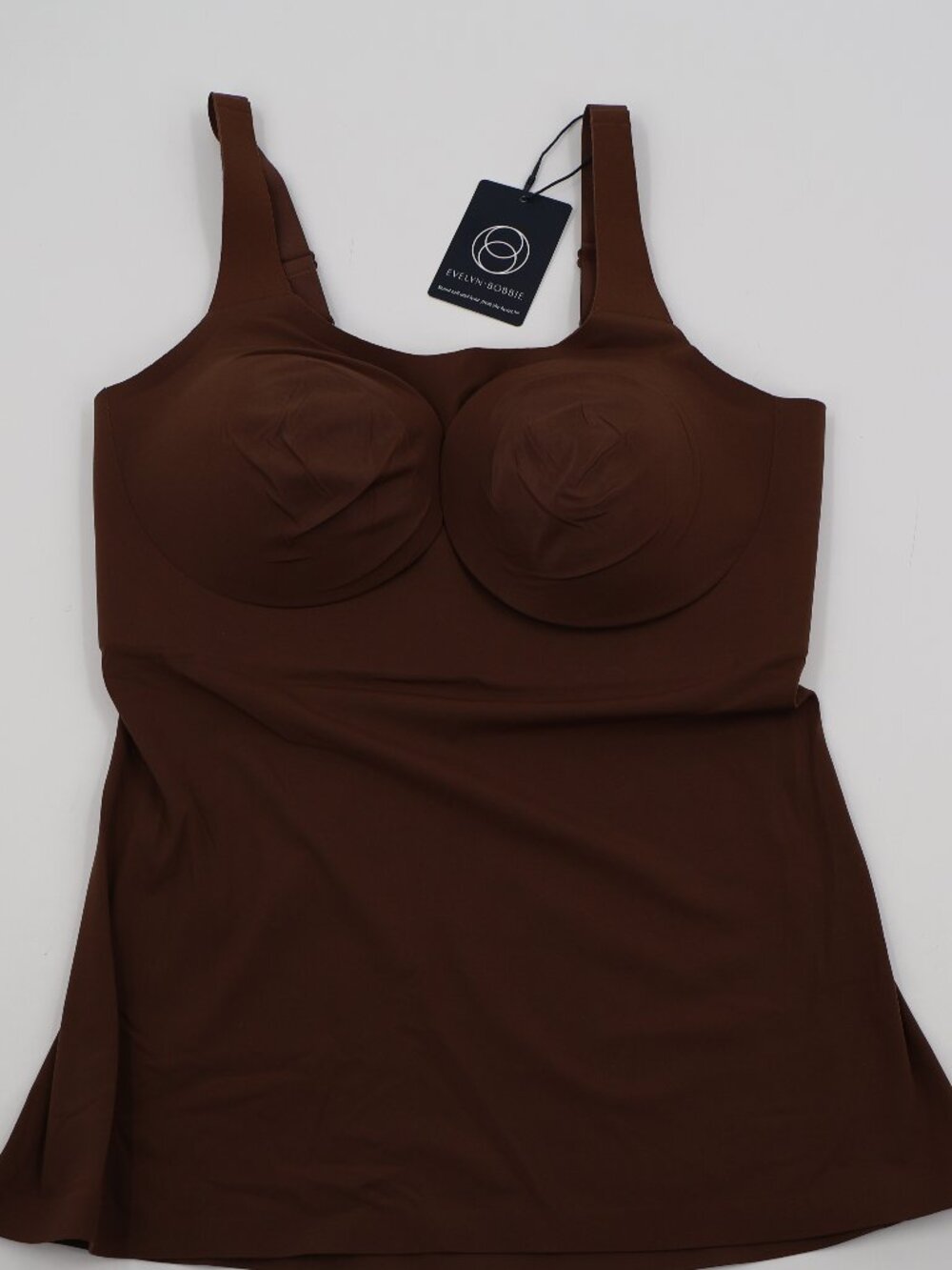 Evelyn & Bobbie Structured Scoop Bra Tank Womens Medium Umber Brown Seamless